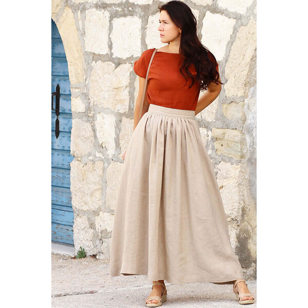 Lotika Linen Česká ľanová dlhá sukňa Lotika 63333913