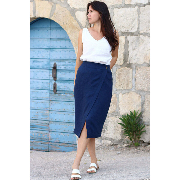 Lotika Linen Ľanová zavinovacia midi sukňa Lotika 63333925