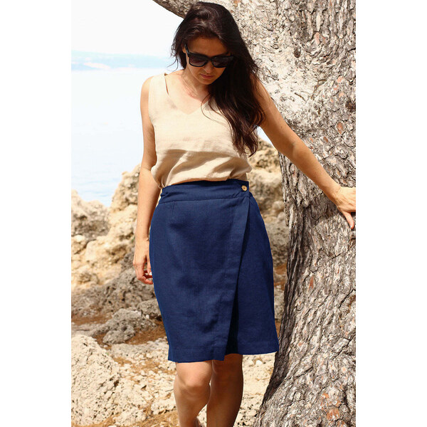 Lotika Linen Krátka zavinovacia ľanová sukňa Lotika 63333927