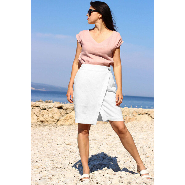 Lotika Linen Krátka zavinovacia ľanová sukňa Lotika 63333929