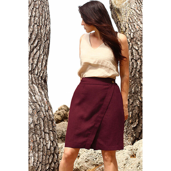 Lotika Linen Krátka zavinovacia ľanová sukňa Lotika 63333933