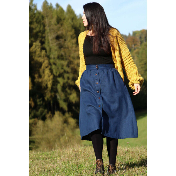 Lotika Linen Ľanová sukňa na gombíky 63334040