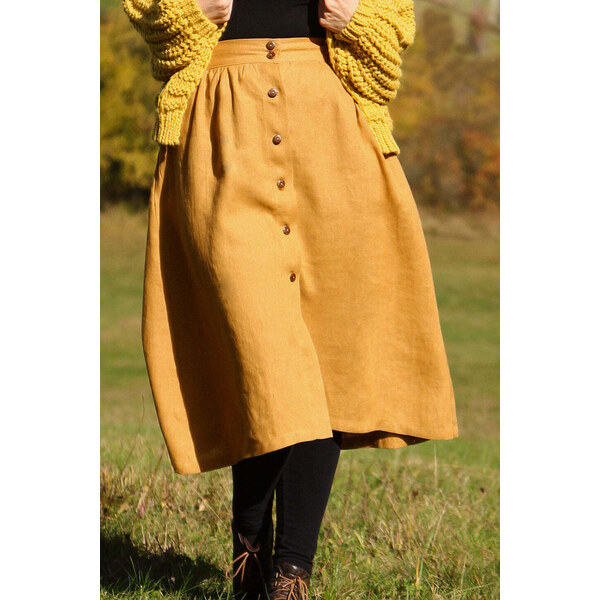 Lotika Linen Ľanová sukňa na gombíky 63334042