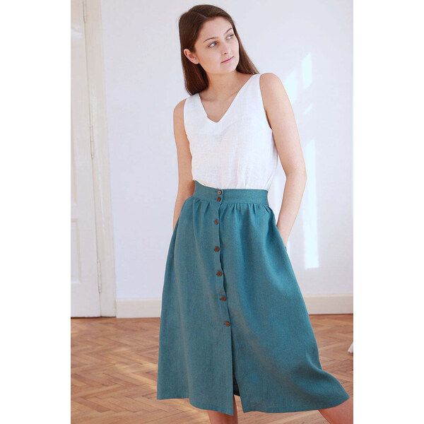 Lotika Linen Ľanová sukňa na gombíky 63334043