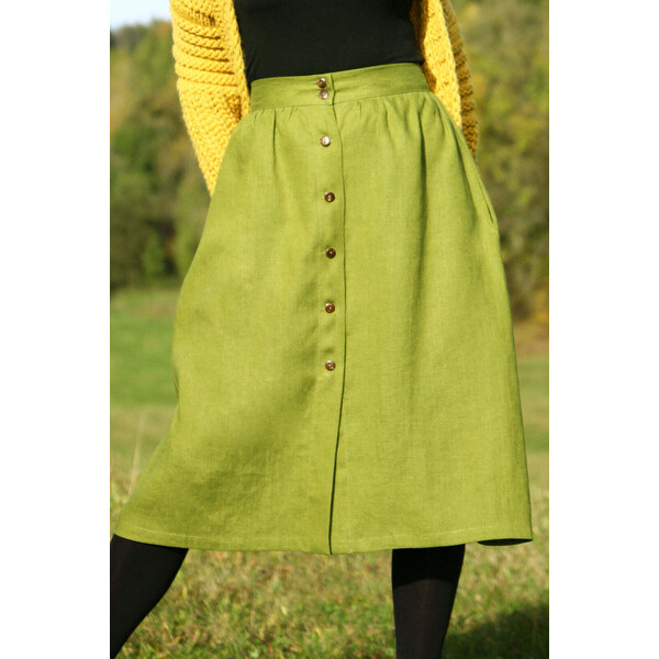 Lotika Linen Ľanová sukňa na gombíky 63334044