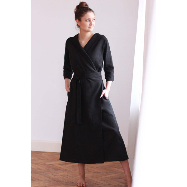 Lotika Hemp Dlhé konopné šaty zavinovacie 63334049