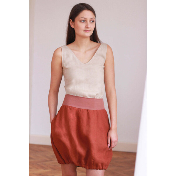 Lotika Linen Športová ľanová sukňa s pružným pásom 63334069