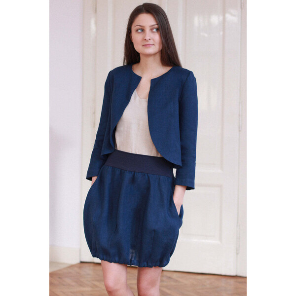 Lotika Linen Športová ľanová sukňa s pružným pásom 63334063