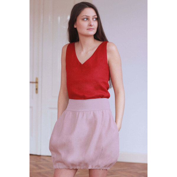 Lotika Linen Športová ľanová sukňa s pružným pásom 63334066