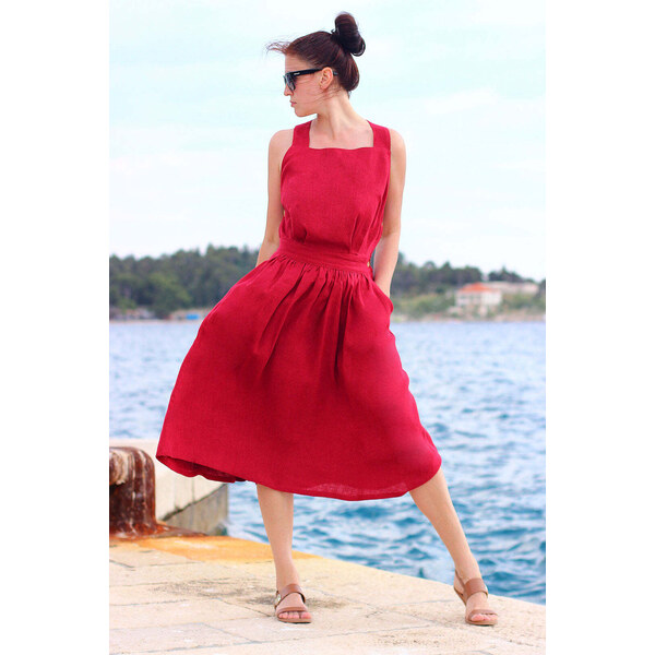 Lotika Linen Ľanové šaty s odhaleným chrbtom 63334149