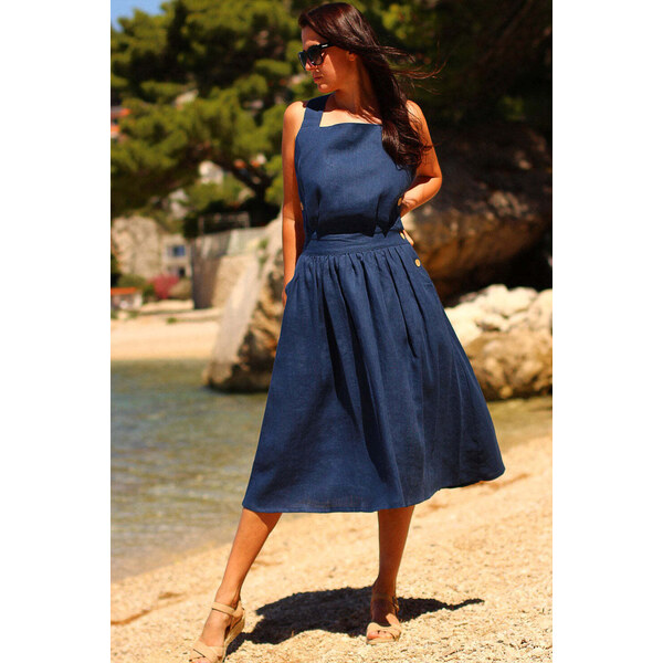 Lotika Linen Ľanové šaty s odhaleným chrbtom 63334150