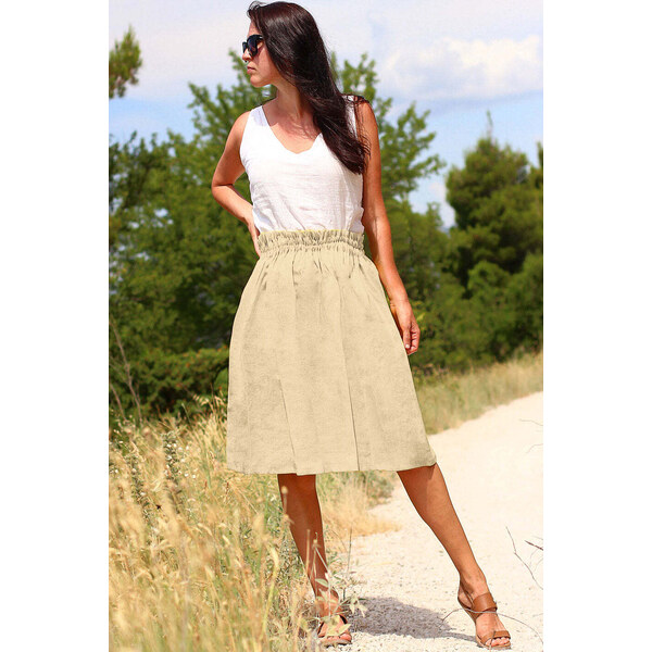Lotika Linen Ľanová sukňa s riaseným pásom 63334171