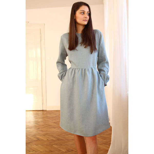 Lotika Linen Ľanové šaty s dlhým rukávom 63334186