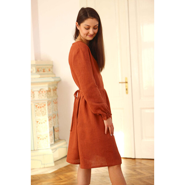 Lotika Linen Ľanové šaty s dlhým rukávom 63334187