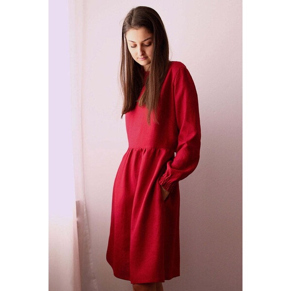 Lotika Linen Ľanové šaty s dlhým rukávom 63334190