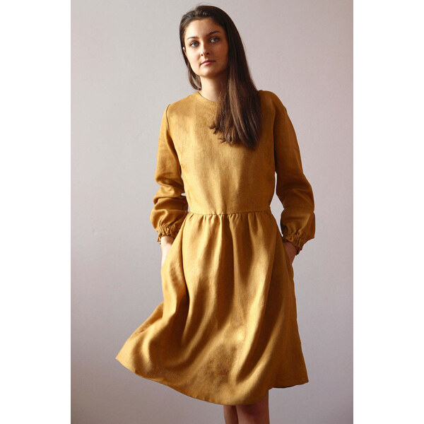 Lotika Linen Ľanové šaty s dlhým rukávom 63334191