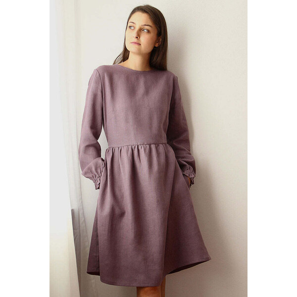 Lotika Linen Ľanové šaty s dlhým rukávom 63334192