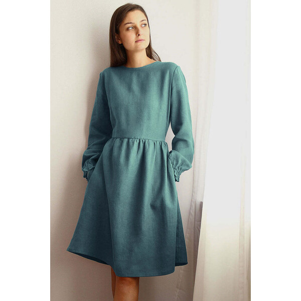 Lotika Linen Ľanové šaty s dlhým rukávom 63334195