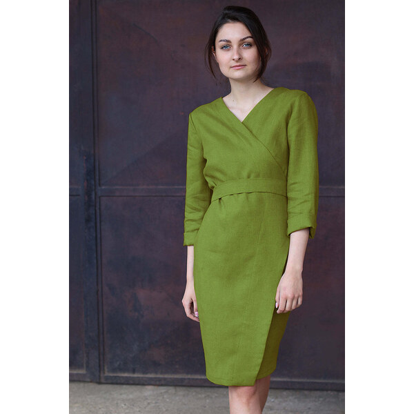 Lotika Linen Zavinovacie ľanové šaty s dlhým rukávom 63334206