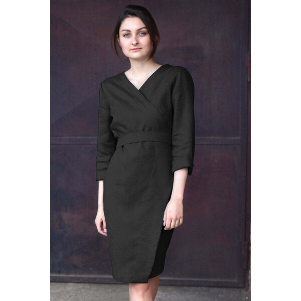 Lotika Hemp Zavinovacie konopné šaty s dlhým rukávom 63334208