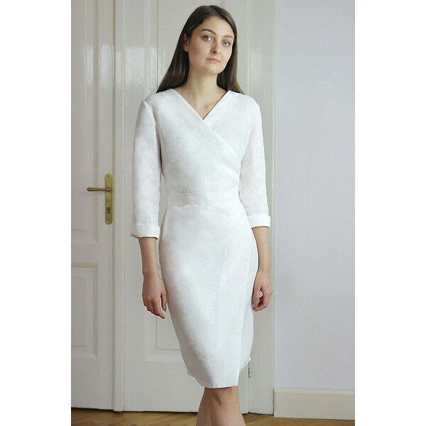 Lotika Hemp Zavinovacie konopné šaty s dlhým rukávom 63334209