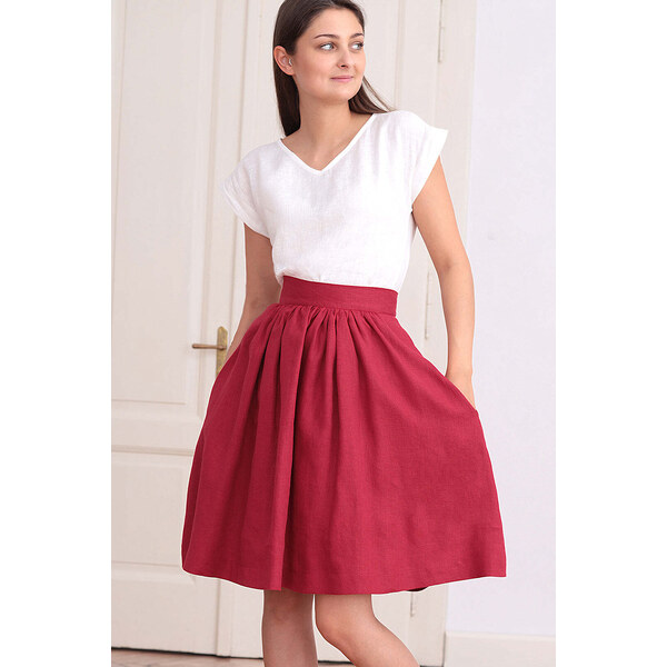 Lotika Linen Jednofarebná ľanová sukňa 63334223