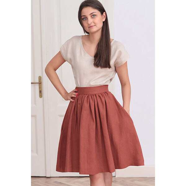 Lotika Linen Jednofarebná ľanová sukňa 63334226