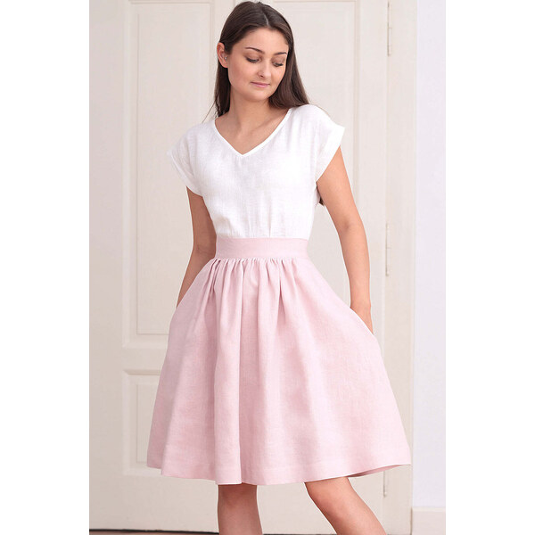 Lotika Linen Jednofarebná ľanová sukňa 63334228