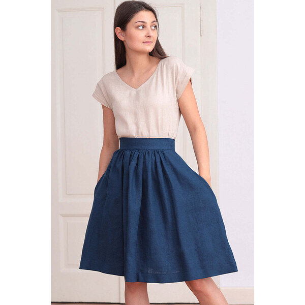 Lotika Linen Jednofarebná ľanová sukňa 63334229