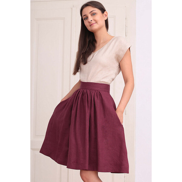 Lotika Linen Jednofarebná ľanová sukňa 63334230