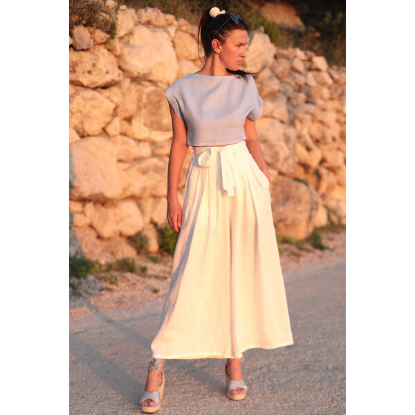 Lotika Linen Ľanové široké nohavice 63334247