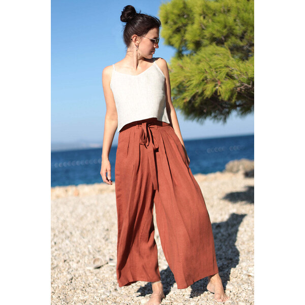 Lotika Linen Ľanové široké nohavice 63334248