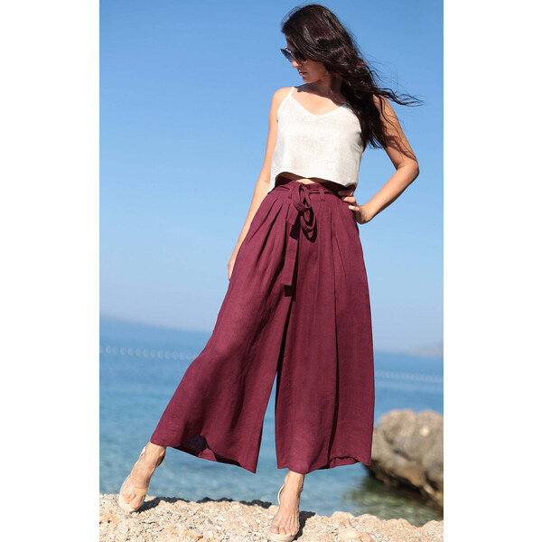 Lotika Linen Ľanové široké nohavice 63334253