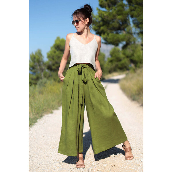 Lotika Linen Ľanové široké nohavice 63334254