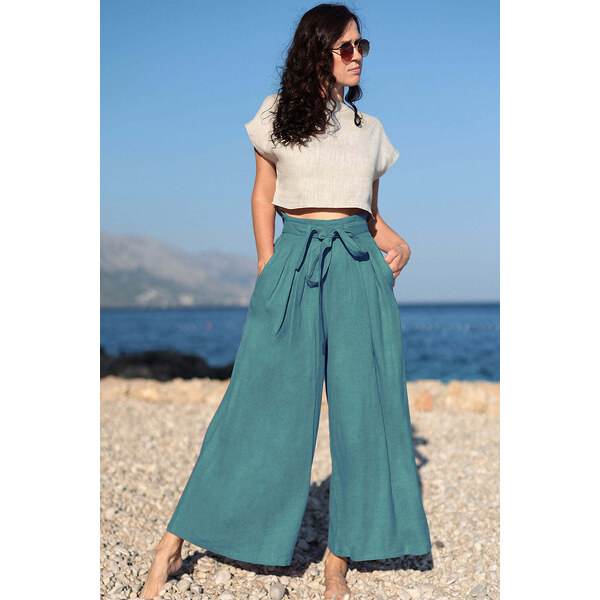 Lotika Linen Ľanové široké nohavice 63334255