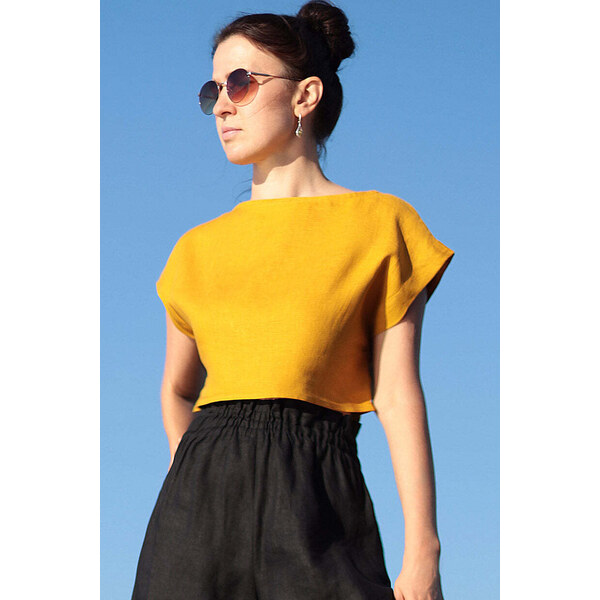 Lotika Linen Krátke ľanové tričko zoštíhľujúce 63334256