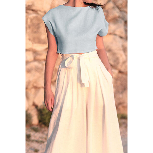 Lotika Linen Krátke ľanové tričko zoštíhľujúce 63334259