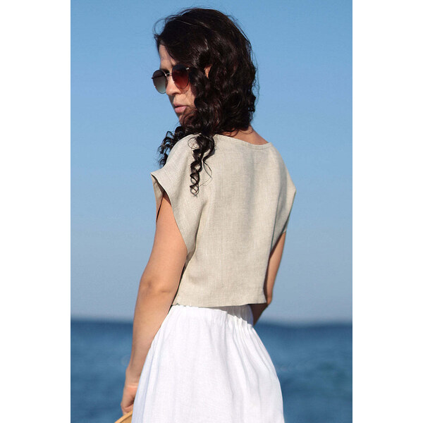 Lotika Linen Krátke ľanové tričko zoštíhľujúce 63334260