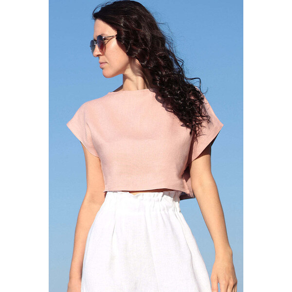 Lotika Linen Krátke ľanové tričko zoštíhľujúce 63334261