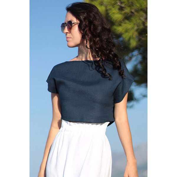 Lotika Linen Krátke ľanové tričko zoštíhľujúce 63334263