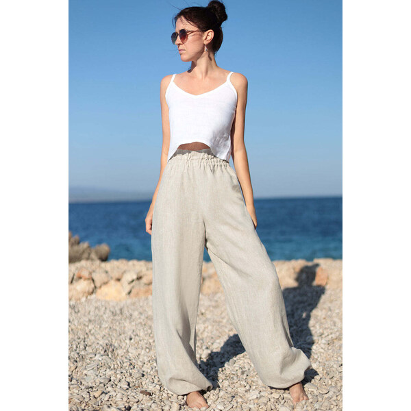 Lotika Linen Ľanové háremové nohavice zoštíhľujúce 63334296