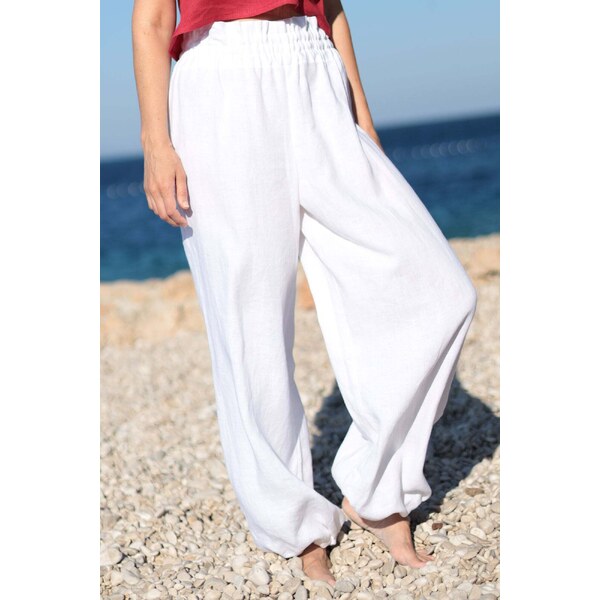 Lotika Linen Ľanové háremové nohavice zoštíhľujúce 63334297