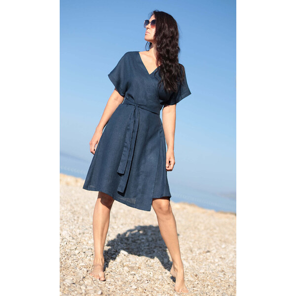 Lotika Linen Ľanové zavinovacie šaty obojstranné 2v1 63334329