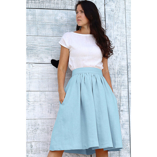 Lotika Linen Česká ľanová midi sukňa 63334384