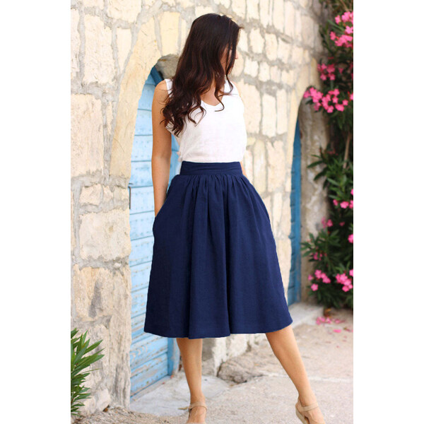 Lotika Linen Česká ľanová midi sukňa 63334385