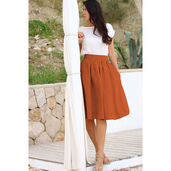 Lotika Linen Česká ľanová midi sukňa 63334388