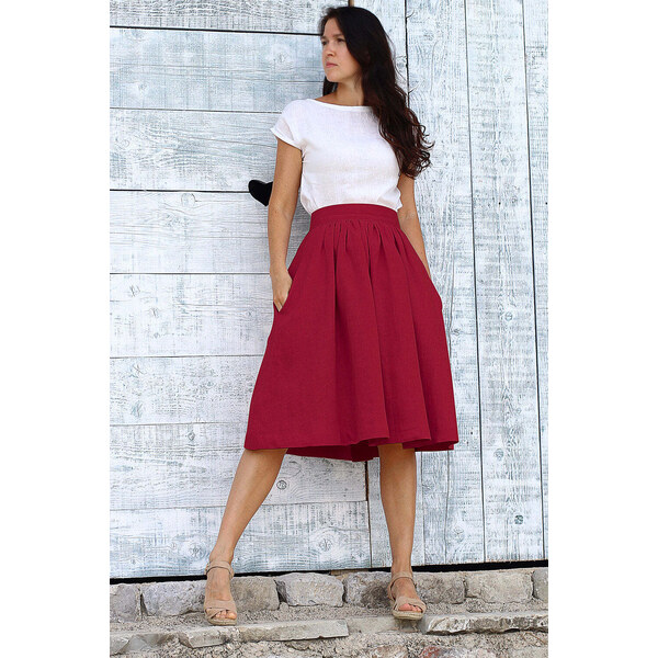 Lotika Linen Česká ľanová midi sukňa 63334389