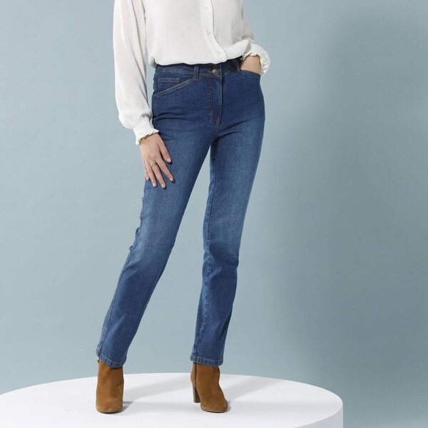 Rovné džínsy pre nižšiu postavu modrá 034 Blancheporte 56784370