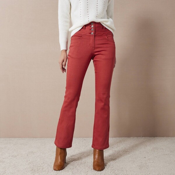 Bootcut džínsy s vysokým pásom, pre vyššiu postavu papriková 042 56784374