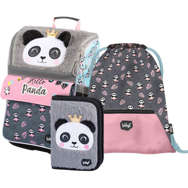 BAAGL SET 3 Zippy Panda: aktovka, penál, sáček 62192805
